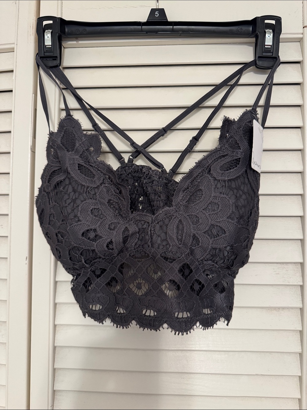 Dark Geay Lace Bralette with Strappy Back - Women Intimates & Sleepwear